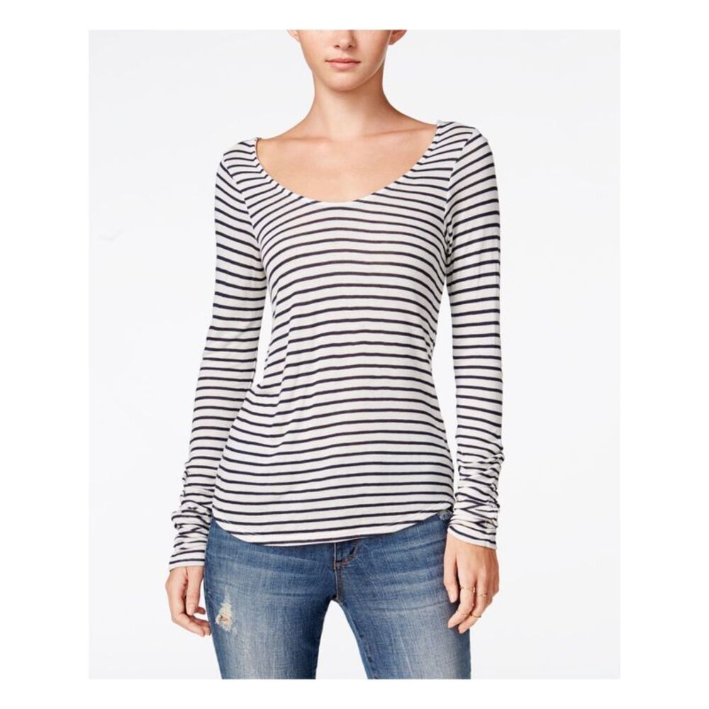 CHELSEA SKY Womens White Striped Sleeveless Scoop Neck Top Size: M